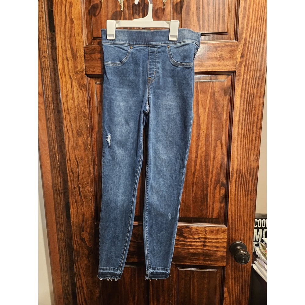 Spanx By Sara Blakley Skinny Distressed Denim Jeans Blue Red Label Small